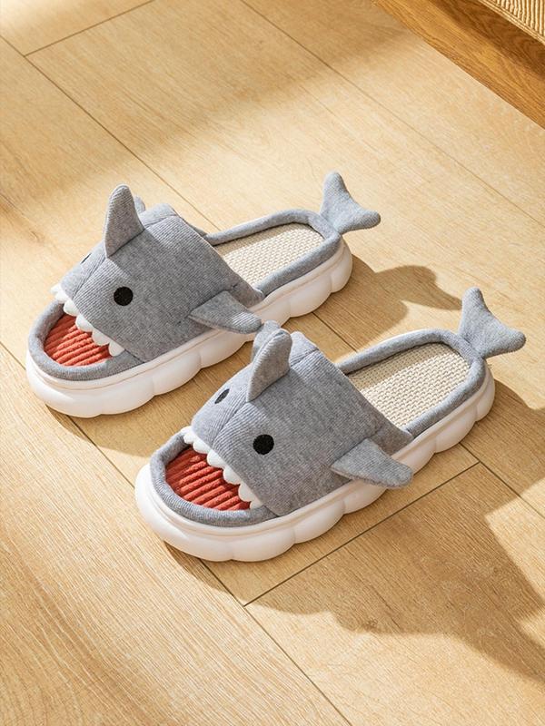 Men's Cute Shark Design Slippers, 2024 New Style Casual Soft Comfortable Home Slippers, Non-slip Breathable Slippers for Indoor & Outdoor Wear