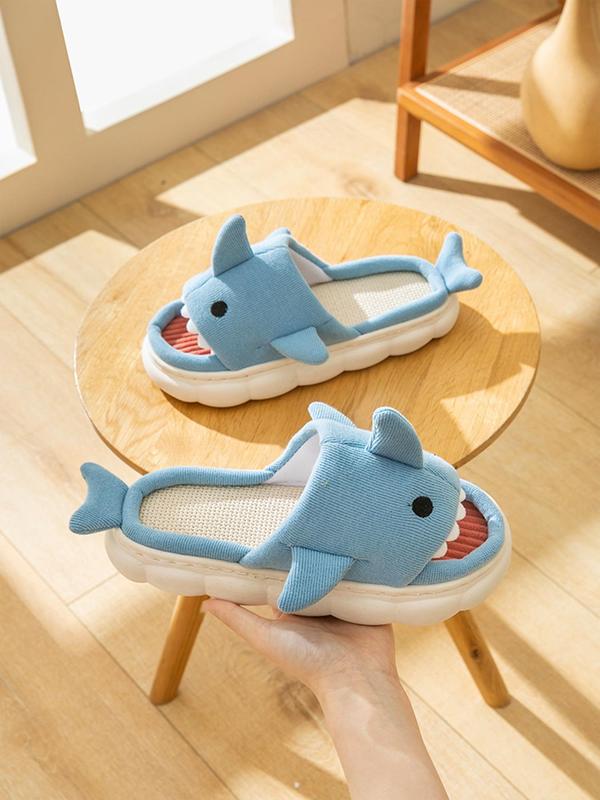 Men's Cute Shark Design Slippers, 2024 New Style Casual Soft Comfortable Home Slippers, Non-slip Breathable Slippers for Indoor & Outdoor Wear