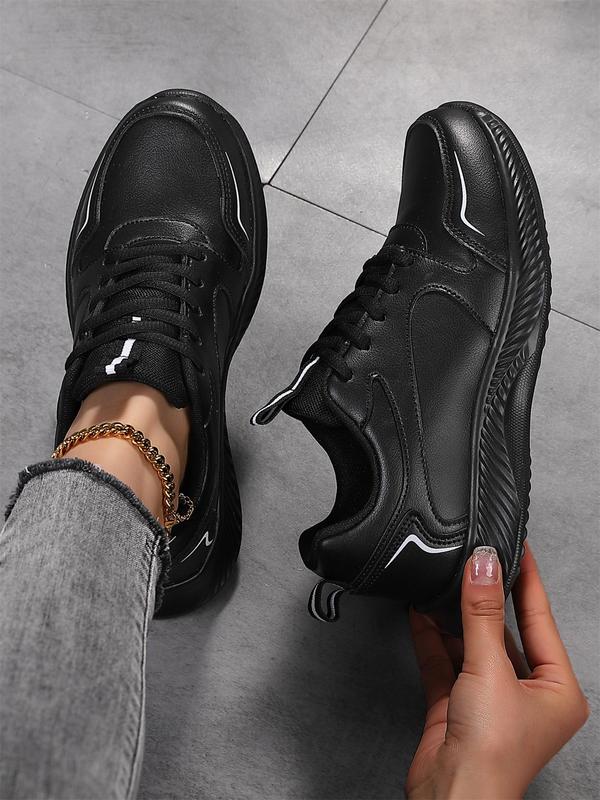 Women's Fashionable Lace Up Low Top Sneakers, Casual Comfortable Sports Shoes for Outdoor Activities, Female All-match Round Toe Shoes for Daily Wear