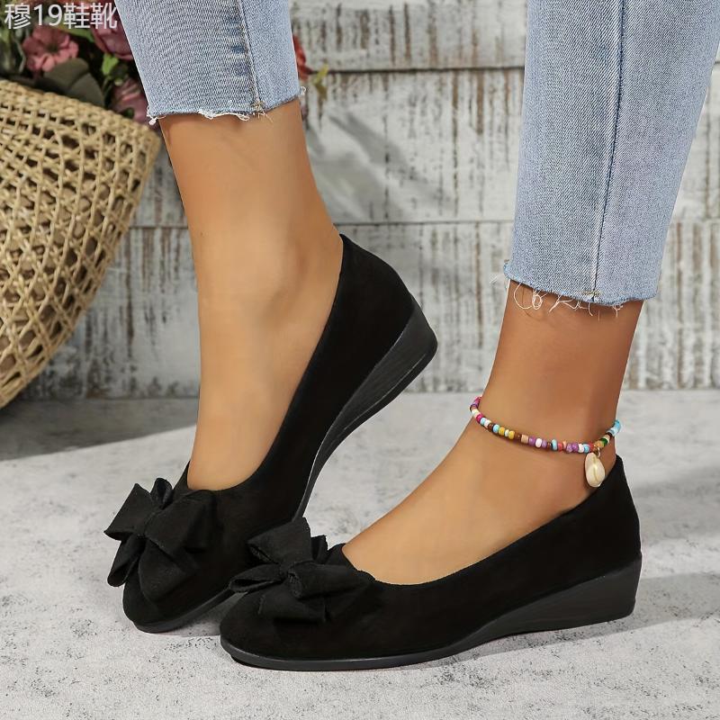 Chic Bowknot Wedge Heels - Lightweight, Comfortable, Slip-On Platform Shoes for Women - Perfect for Casual Daily Wear, Outdoor Activities, and Special Occasions Girl Walking Shoes Elegant Classy Footwear Stylish High Heels High Heel Fashion Heeled