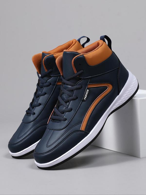 Men's Sporty Lace Up High Top Sneakers, Casual Comfortable Breathable Skate Shoes, Fashionable Sneakers for Daily Wear