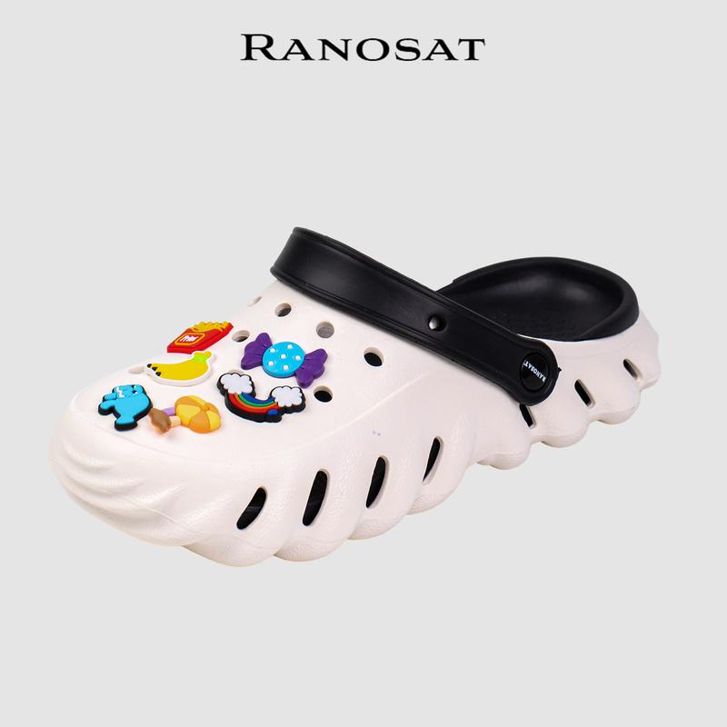 RANOSAT Unisex Slip-on Outdoor Beach Slippers Sandal Comfy Anti-slip Slide with Removable Easy Clean Cushion Insole Lightweight Soft Comfy Comfort Summer Cloud Slide Family Couple Slippers Walking Shoes