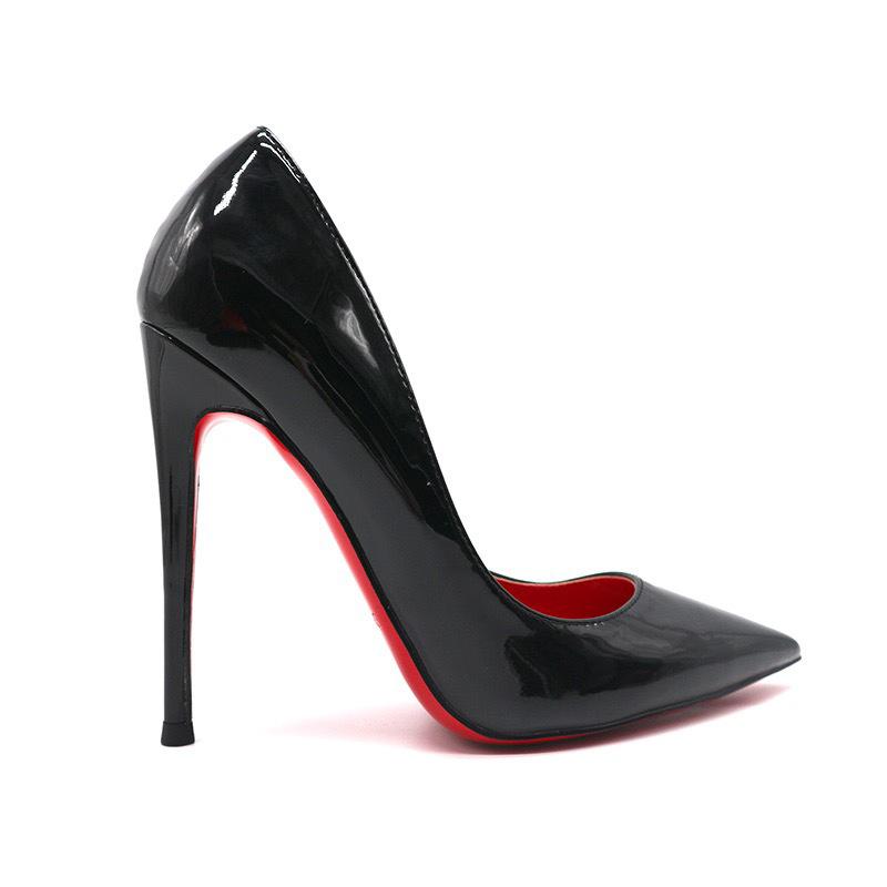 Black with Red Background High Heels Women's Stiletto Heel Night Show New Bed Patent Leather Pure Desire Pumps