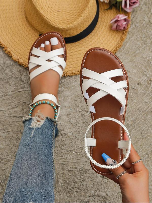 Cross Design Slide Sandals for Women, Sandals for Summer 2024, Trendy Vacation Beach Sandals for Traveling & Beach Party