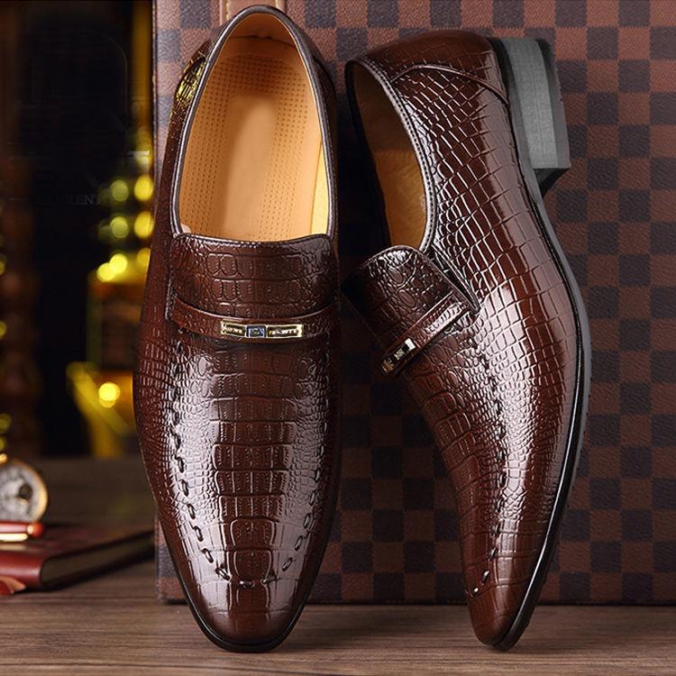 Men's Casual Business Formal Leather Shoes Elastic Band Slip-On Oxford Dress Shoes Wedding Gentleman Banquet Office Men's Fashionable Dress Shoes Boy Footwear