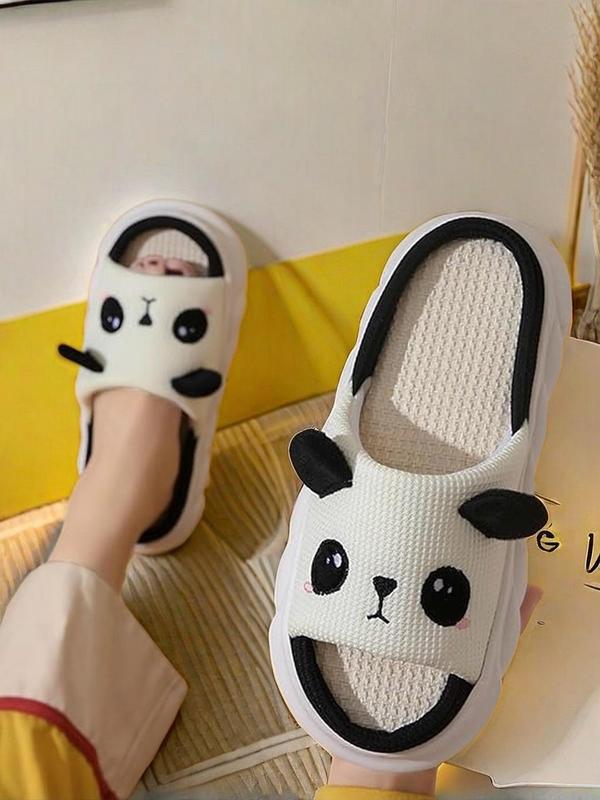 Women's Cute Cartoon Panda Design Slippers, Casual Comfortable Home Slippers, Soft Non-slip Slippers for Indoor & Outdoor Wear