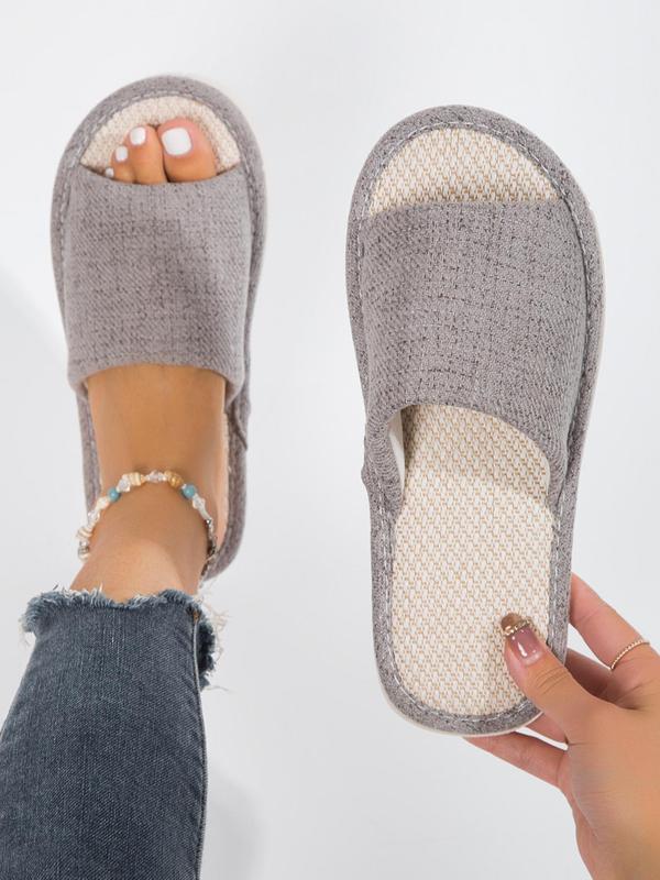 Women's Fashionable Two Tone Contrast Binding Design Slippers, Soft and Comfy Home Slippers, Wide Band Casual Slippers