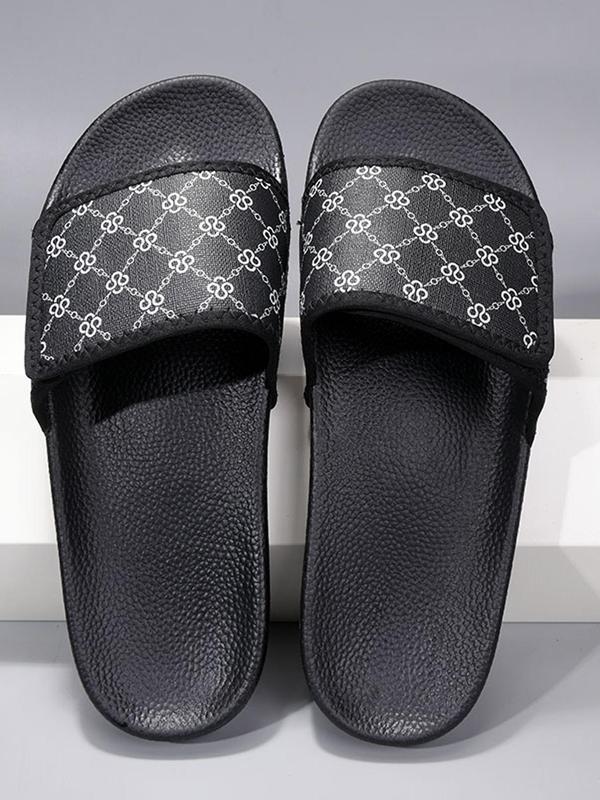 Men's Fashionable Geometric Pattern Slippers, Casual Comfortable Home Slippers, All-match Slides for Daily Wear