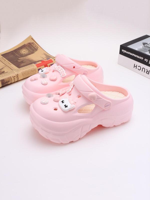 Women's Cute Cartoon Charm Clogs, Casual Comfortable Non-slip Clogs for Summer, Female All-match Round Toe Slippers for Daily Wear