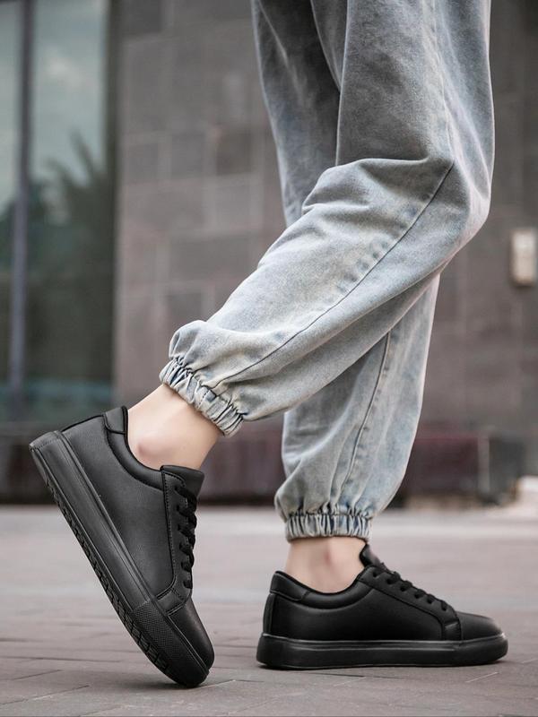 Men's Simple Plain Lace up Front Low Top Skate Sneakers, Summer Casual Breathable Non-slip Sneakers, Fashion Comfortable Sports Shoes for Daily Life