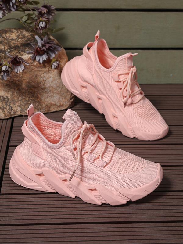 Women's Fashionable Lace Up Low Top Sneakers, 2024 New Style Casual Comfortable Breathable Sports Running Shoes, All-match Basic Shoes for Daily Wear Mesh Shoes