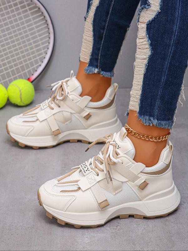 Colorblock Lace Up Low Top Sneakers, Shoes for Summer 2024, Women's Matching Workout Sneakers, Girl Breathable Non-slip Running Sneakers, 2024 Round Toe Sports Shoes, Walking Shoes