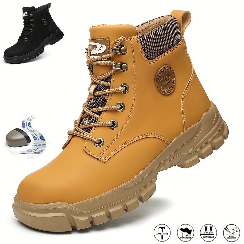 Mens Elite Steel Toe Safety Boots - High Top, Puncture-Resistant, Anti-Slip, Lace-Up Durability - Built for Industrial & Construction Work