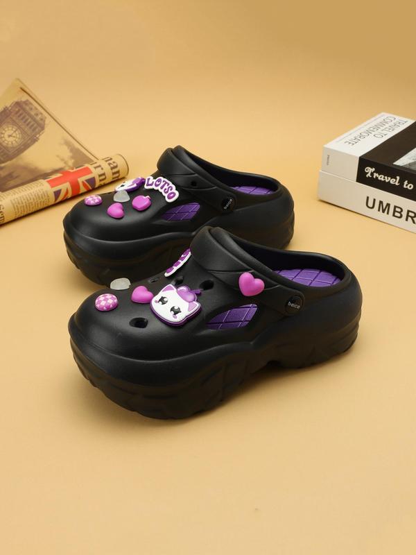 Women's Cute Cartoon Charm Clogs, Casual Comfortable Non-slip Clogs for Summer, Female All-match Round Toe Slippers for Daily Wear