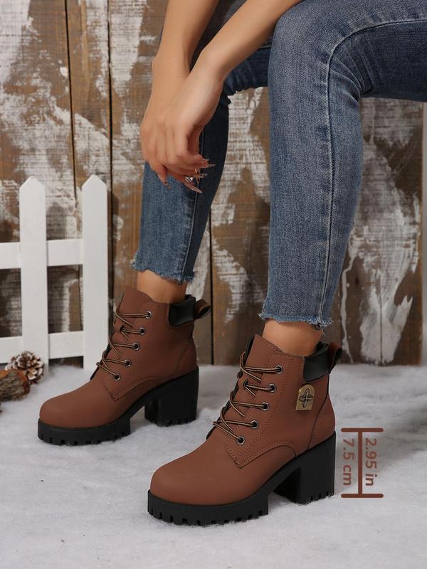 Women's Fashionable Lace Up   Boots, Casual Comfortable Boots for Daily Wear, Perfect for Students and Outdoor Sports