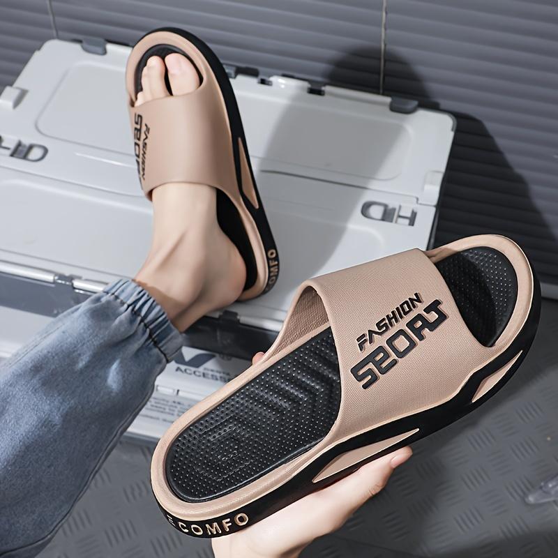 2025 Hot [Two F] Fashion Men's One-Piece Thick Sole Can Be Worn outside, Summer Sandals, Bathroom Non-Slip Sandals, PVC Oversized Slippers