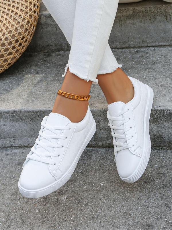 Women's Fashionable Lace Up Low Top Sneakers, Casual Comfortable Sports Shoes for Daily Wear, Female All-match Round Toe Shoes for Daily Wear