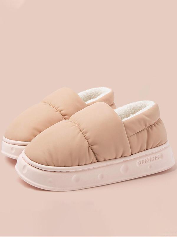 Solid Color Waterproof Slippers for Women, Casual Matching Comfortable Two Tone Contrast Binding Design Home Slippers, 2024 Simple Warm Slippers for Indoor Use for Fall & Winter, Fall Outfits, Fall Freshness Indoor Slippers Platform Slippers