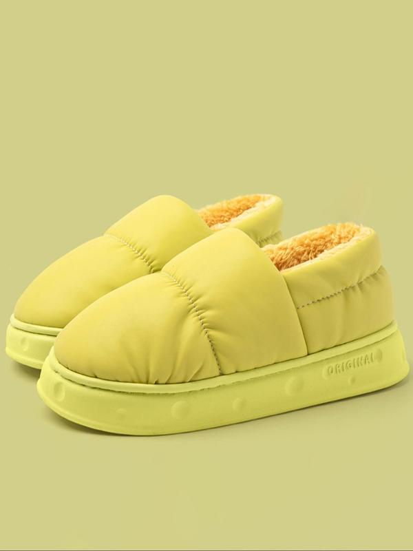 Solid Color Waterproof Slippers for Women, Casual Matching Comfortable Two Tone Contrast Binding Design Home Slippers, 2024 Simple Warm Slippers for Indoor Use for Fall & Winter, Fall Outfits, Fall Freshness Indoor Slippers Platform Slippers