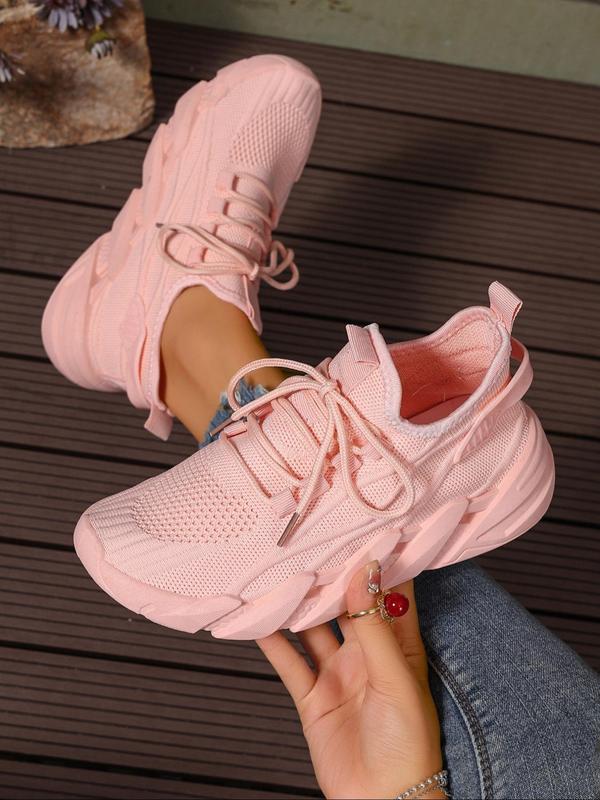 Women's Fashionable Lace Up Low Top Sneakers, 2024 New Style Casual Comfortable Breathable Sports Running Shoes, All-match Basic Shoes for Daily Wear Mesh Shoes