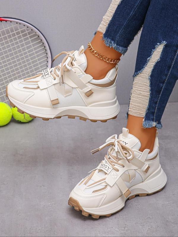 Colorblock Lace Up Low Top Sneakers, Shoes for Summer 2024, Women's Matching Workout Sneakers, Girl Breathable Non-slip Running Sneakers, 2024 Round Toe Sports Shoes, Walking Shoes