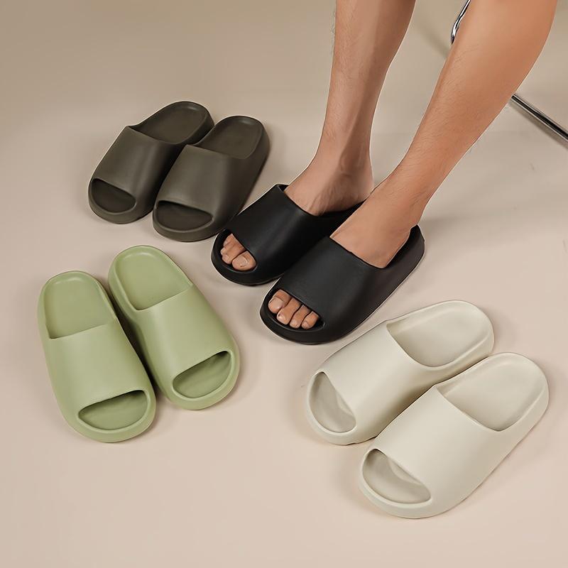 Men's Solid Color Open Toe Breathable Slippers, Comfortable and Non-Slip Durable Deodorant Eva Slippers, Men's Summer Shoes