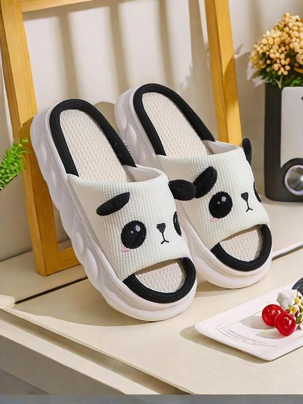 Women's Cute Cartoon Panda Design Slippers, Casual Comfortable Home Slippers, Soft Non-slip Slippers for Indoor & Outdoor Wear