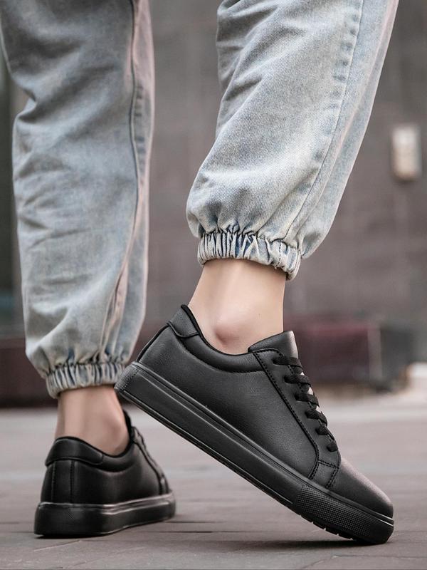 Men's Simple Plain Lace up Front Low Top Skate Sneakers, Summer Casual Breathable Non-slip Sneakers, Fashion Comfortable Sports Shoes for Daily Life