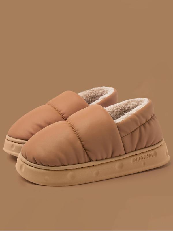 Solid Color Waterproof Slippers for Women, Casual Matching Comfortable Two Tone Contrast Binding Design Home Slippers, 2024 Simple Warm Slippers for Indoor Use for Fall & Winter, Fall Outfits, Fall Freshness Indoor Slippers Platform Slippers