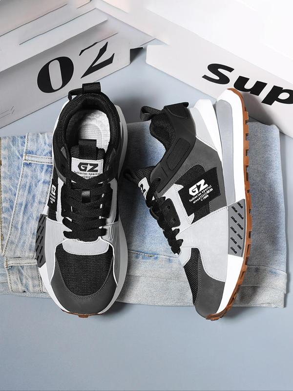 Men's Sportive Patchwork Low Top Sneakers (1 Pair), Designer Shoes, Casual Comfortable Breathable Running Shoes, Fashionable Sneakers for Daily Wear