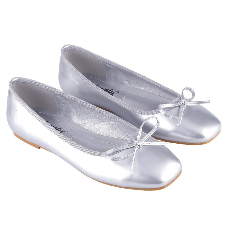 Women Flat Mary Jane Shoes Ballet Shoes Square Bow Wedding Party Shoes ballet flats