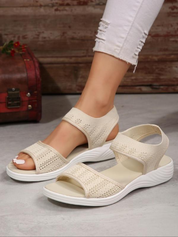 Women's Fashionable Solid Color Hollow Out Design Slip on Sandals, Casual Comfortable Flat Sandals for Beach, All-match Commuter Shoes for Work & Daily Wear