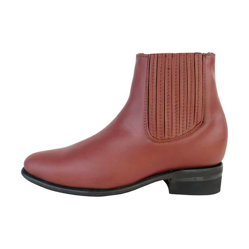 Men Maroon Leather Western Square Toe Chelsea Boot Cowboy Boot Charro Style Botin Charro