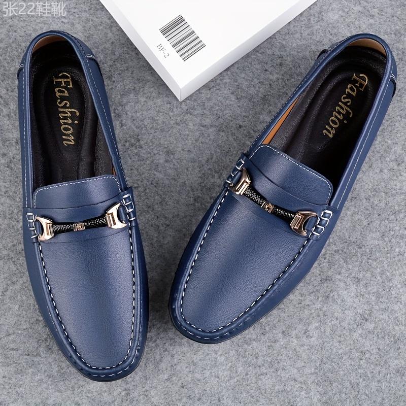 Men's Solid Moc Toe Penny Loafers With Split Cowhide Uppers, Wear-resistant Lightweight Slip On Comfy Shoes, Middle Aged Men's Footwear Boy Walking Shoes Flat Leather Rubber Slipon