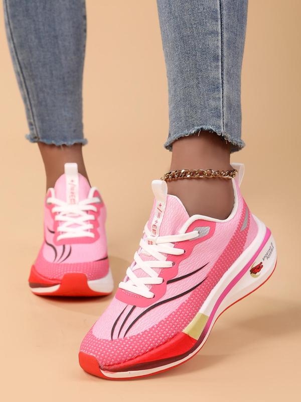 Women's Colorblock Lace Up Running Shoes, Casual Breathable Comfortable Sports Shoes, Female All-match Round Toe Shoes for Daily Wear