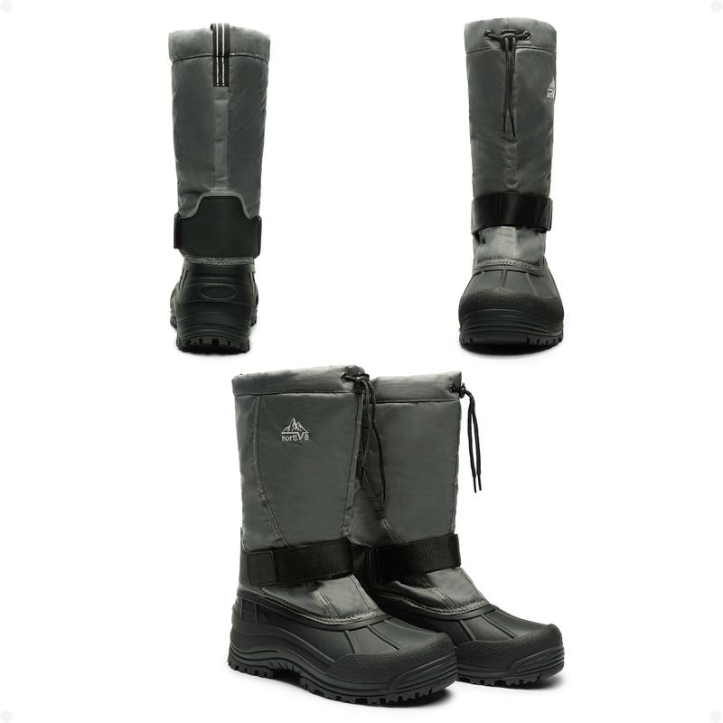 NORTIV8 Men's Tall Snow Boots - Waterproof, Insulated Leather, Fur Lining, Round Toe, Cuban Heel