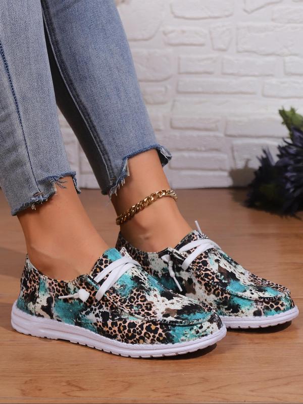 Summer 2024 Fashion Colorblock Leopard Print Low Top Sneakers, Casual Comfortable Slip on Shoes, for Work & Daily Wear, Girl's Walking Shoes, Shoes for Women