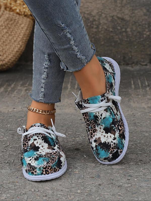 Summer 2024 Fashion Colorblock Leopard Print Low Top Sneakers, Casual Comfortable Slip on Shoes, for Work & Daily Wear, Girl's Walking Shoes, Shoes for Women