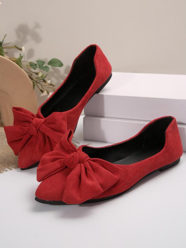 Women's Elegant Bowknot Design Slip on Flats, Trendy Pointed Toe Flat Shoes, Fashionable Shoes for Daily Wear