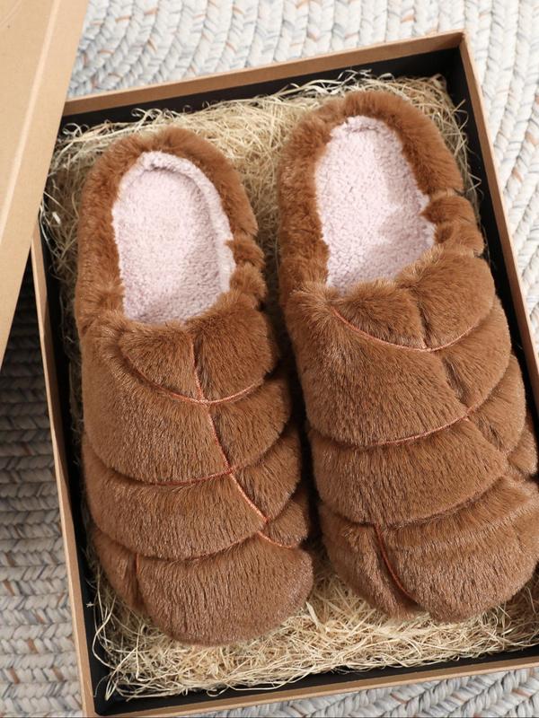 Women's Cute Fluffy Plush Slippers, Casual Soft Comfortable Home Slippers, Warm Slippers for Indoor & Outdoor Use for Fall & Winter