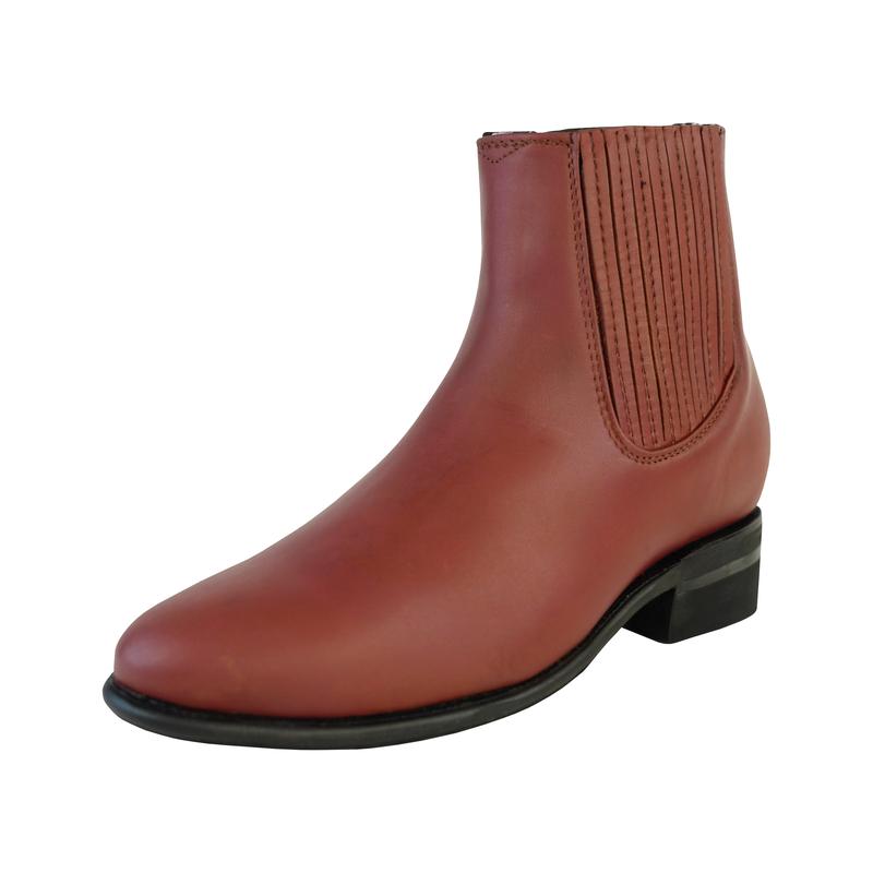 Men Maroon Leather Western Square Toe Chelsea Boot Cowboy Boot Charro Style Botin Charro