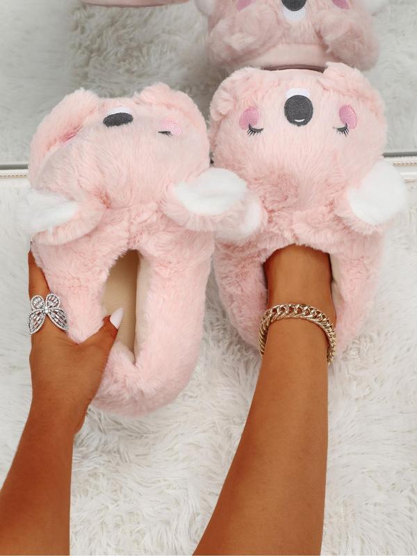 Women's Cute Cartoon Dog Design Non-slip Plush House Slippers, Casual Soft Comfortable Home Slippers for Women, Warm Slippers for Indoor & Outdoor Use for Fall & Winter,