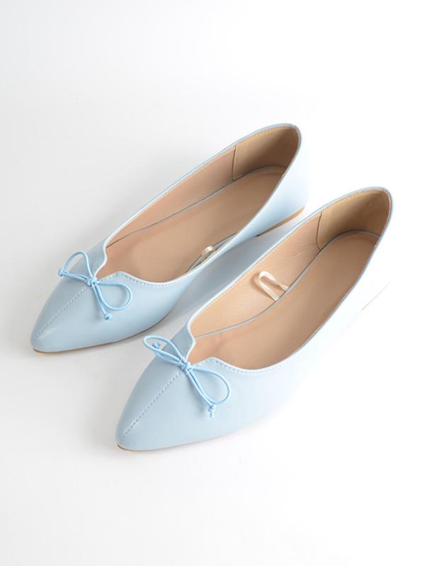 Women's Bow Decor Slip On Flat Shoes, Casual Pointed Toe Slip-On Shoes For Daily Wear, Minimalist Flat Shoes