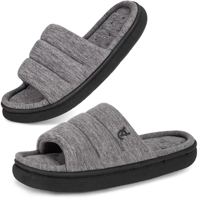 Mens Open-Toe Slippers Memory Foam Indoor Outdoor House Shoes