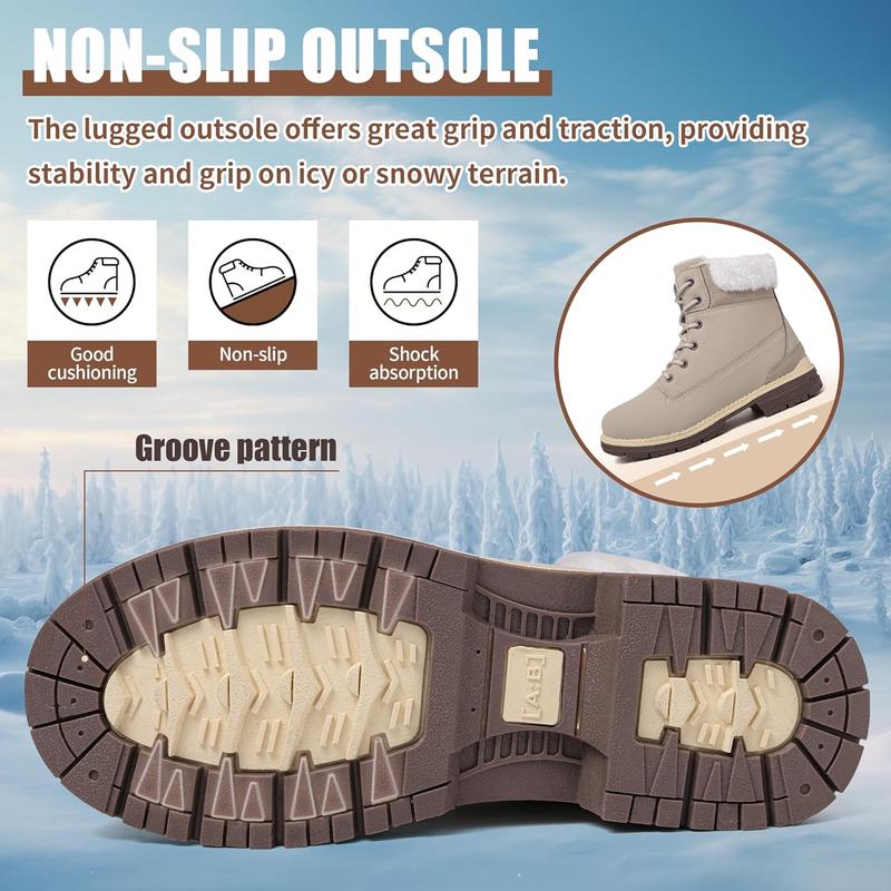 Winter Boots for Women Snow Boots Waterproof Fur Lined Warm Hiking Boots Ladies Lace Up Walking Boots Anti-Slip Lightweight Outdoor Ankle Boots