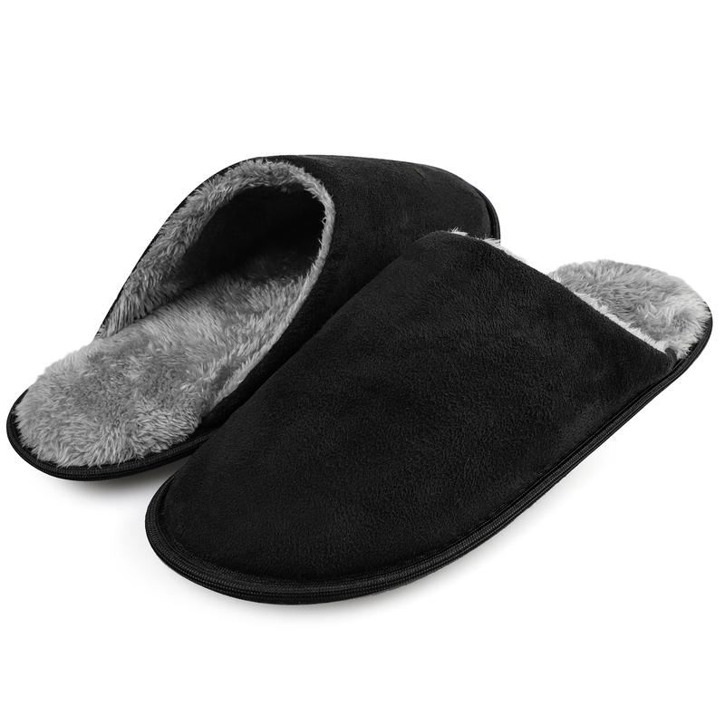 riemot Men's Furry Warm Slippers, Memory Foam Slippers Comfortable Closed Toe House Slippers Shoes Anti Slip Bedroom Sandals Lightweight Winter Indoor Slippers