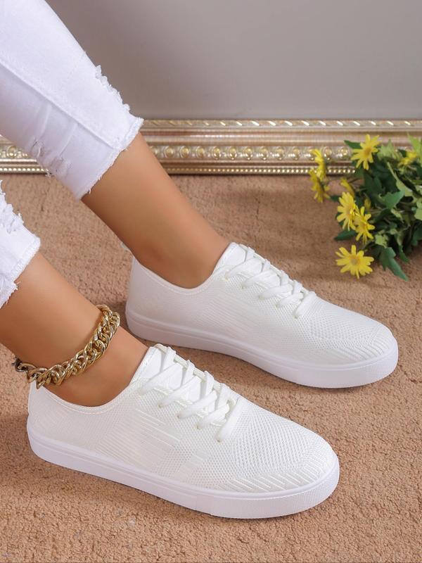 Women's Fashion Plain Lace-Up Low Top Sneakers, Casual Versatile Soft Sole Comfortable Sports Shoes