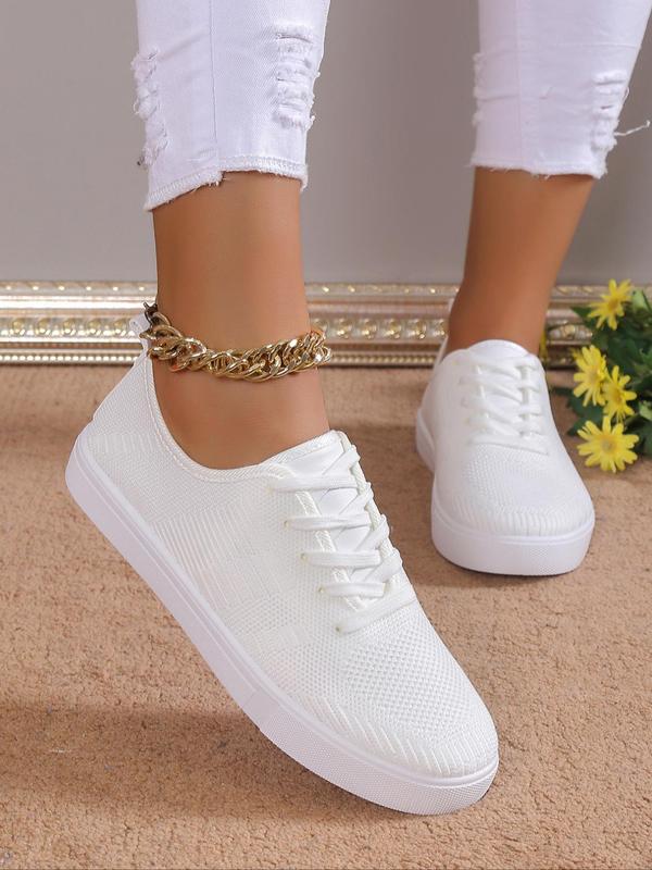 Women's Fashion Plain Lace-Up Low Top Sneakers, Casual Versatile Soft Sole Comfortable Sports Shoes