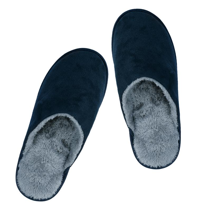 riemot Men's Furry Warm Slippers, Memory Foam Slippers Comfortable Closed Toe House Slippers Shoes Anti Slip Bedroom Sandals Lightweight Winter Indoor Slippers