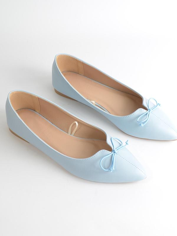 Women's Bow Decor Slip On Flat Shoes, Casual Pointed Toe Slip-On Shoes For Daily Wear, Minimalist Flat Shoes